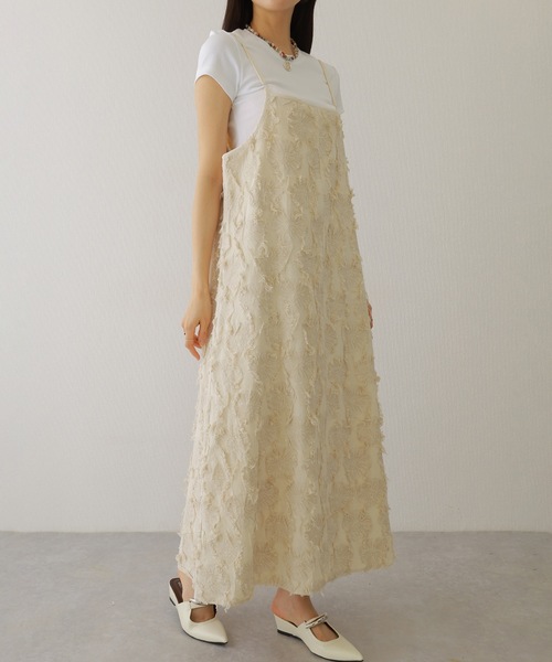 Lace Ladies(レースレディース)の「フリンジ デザイン マキシ丈 キャミソール ワンピース(ワンピース・レディース・アイボリー/ブラック/ホワイト・FREE)」の7枚目の写真
