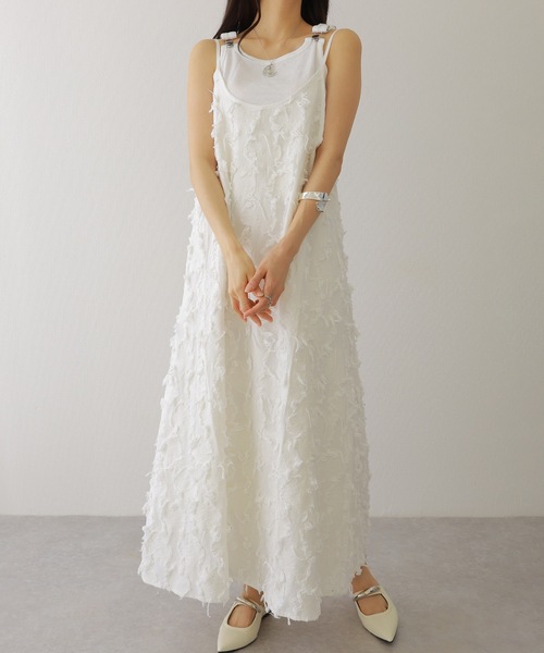 Lace Ladies(レースレディース)の「フリンジ デザイン マキシ丈 キャミソール ワンピース(ワンピース・レディース・アイボリー/ブラック/ホワイト・FREE)」の9枚目の写真
