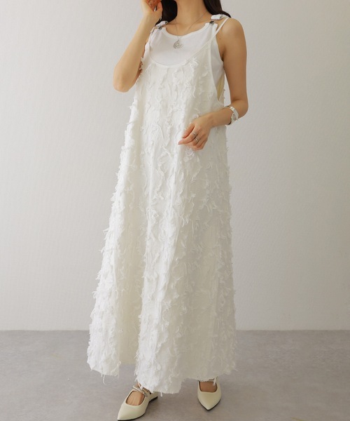 Lace Ladies(レースレディース)の「フリンジ デザイン マキシ丈 キャミソール ワンピース(ワンピース・レディース・アイボリー/ブラック/ホワイト・FREE)」の10枚目の写真