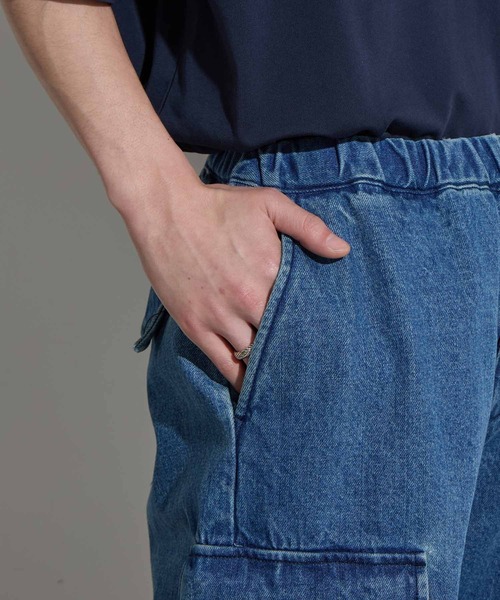 SLICK(スリック)の「【SLICK/スリック】12.5oz Denim Cargo Shorts / 12.5オンスデニムカーゴショーツ/ ストーンバイオ加工 / ショートパンツ(デニムパンツ・メンズ・ブラック/インディゴブルー・1/2/3)」の20枚目の写真