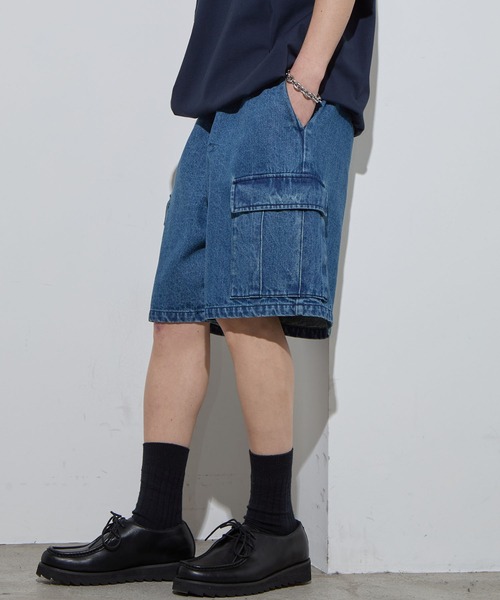 SLICK(スリック)の「【SLICK/スリック】12.5oz Denim Cargo Shorts / 12.5オンスデニムカーゴショーツ/ ストーンバイオ加工 / ショートパンツ(デニムパンツ・メンズ・ブラック/インディゴブルー・1/2/3)」の13枚目の写真