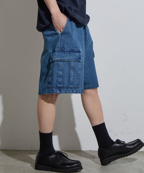 SLICK(スリック)の「【SLICK/スリック】12.5oz Denim Cargo Shorts / 12.5オンスデニムカーゴショーツ/ ストーンバイオ加工 / ショートパンツ(デニムパンツ・メンズ・ブラック/インディゴブルー・1/2/3)」の14枚目の写真