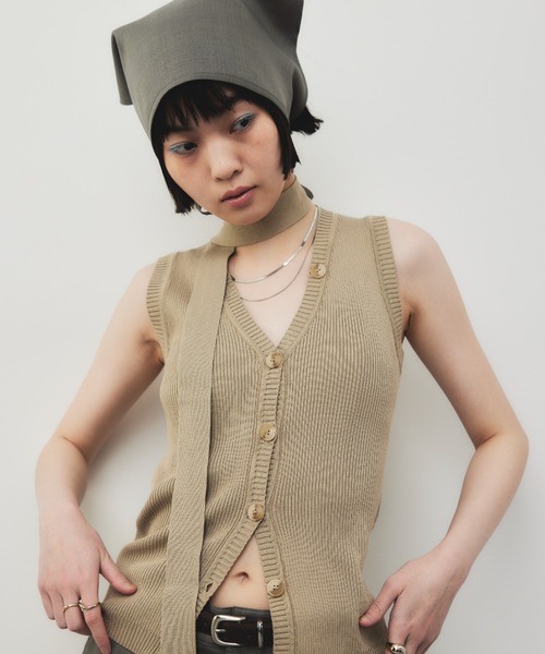 ボウタイリブノースリニット（ニット/セーター）｜HANNE（アン）の