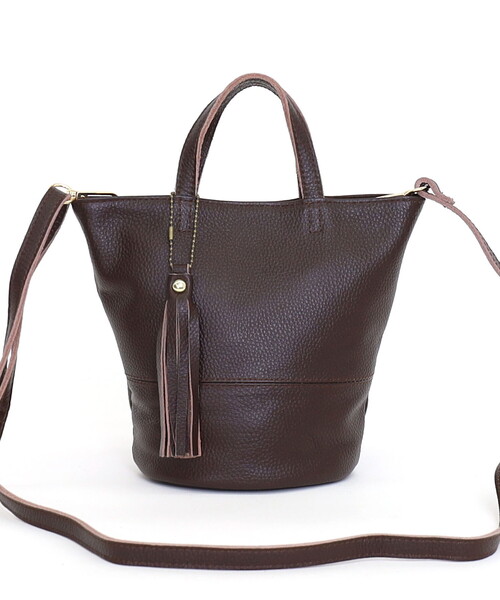 COOCO(クーコ)の「【牛革】シュリンクレザーバケツ型ミニ2WAYトートバッグ(トートバッグ・レディース・オフホワイト/ブラック/レッド系/ダークブラウン・FREE)」の21枚目の写真