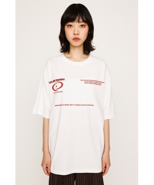 SLY（スライ）の「FRONT LOGO C/N TOPS フロント ロゴ クルーネック トップス（Tシャツ/カットソー・レディース・杢グレー/ホワイト/レッド/ネイビー・FREE）」の7枚目の写真