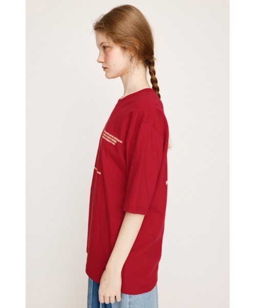 SLY（スライ）の「FRONT LOGO C/N TOPS フロント ロゴ クルーネック トップス（Tシャツ/カットソー・レディース・杢グレー/ホワイト/レッド/ネイビー・FREE）」の20枚目の写真