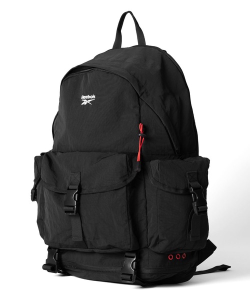 Reebok（リーボック）の「【EC別注】Reebok リーボック 大容量 A4 PC収納 多ポケット ナイロン バックパック リュックサック 約20L（バックパック/リュック・メンズ・ブラック×レッド/ブラック・FREE）」の6枚目の写真