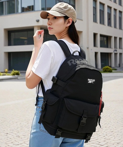Reebok(リーボック)の「【EC別注】Reebok リーボック リュックサック 大容量 約20L A4 PC収納 多ポケット ナイロン バックパック(バックパック/リュック・メンズ・ブラック×レッド/ブラック・FREE)」の14枚目の写真