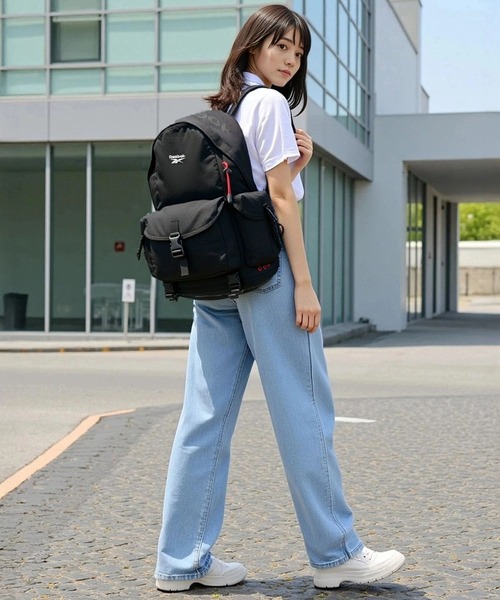 Reebok(リーボック)の「【EC別注】Reebok リーボック リュックサック 大容量 約20L A4 PC収納 多ポケット ナイロン バックパック(バックパック/リュック・メンズ・ブラック×レッド/ブラック・FREE)」の11枚目の写真