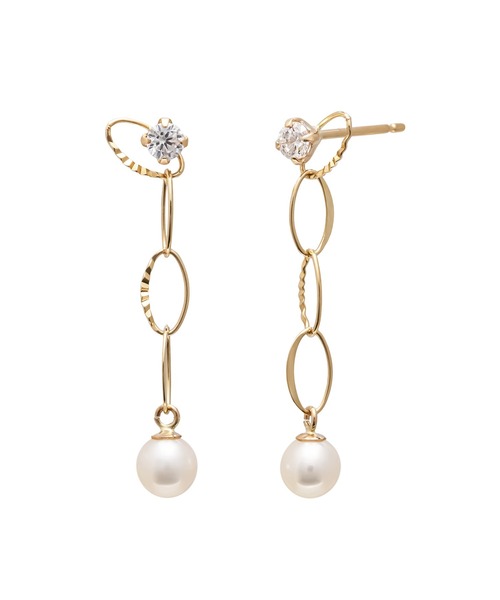 K18・K10 タンスイパール オーバルシャイン スイングピアス( YG