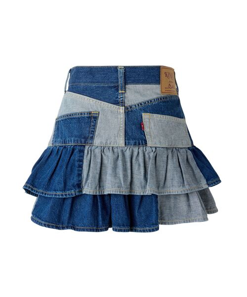 【HYSTERIC GLAMOUR】ROLLING HEART スクラッチ フリルスカート ROLLING HEART スクラッチフリルスカート（デニムスカート