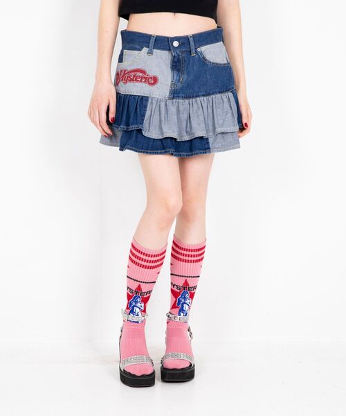 HYSTERIC GLAMOUR（ヒステリックグラマー）の「ROLLING HEART スクラッチフリルスカート（デニムスカート・レディース・ライトインディゴブルー・X-SMALL/SMALL/MEDIUM）」の3枚目の写真