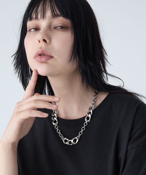 VELNUS(ベルナス)の「【VELNUS】Surgical stainless steel combination short chain necklace/サージカルステンレスコンビショートチェーンネックレス(ネックレス・メンズ・シルバー/シルバー系1・FREE)」の6枚目の写真