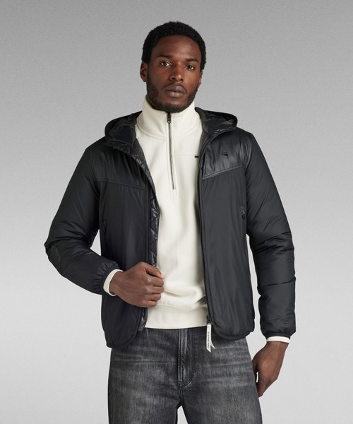 G-STAR（ジースター）の「SETSCALE-R HOODED OVERSHIRT/ファブリックミックスナイロンフードオーバーシャツ（ナイロンジャケット・メンズ・ダークブラック・SMALL/MEDIUM/LARGE）」の7枚目の写真