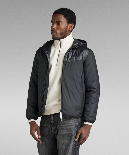 G-STAR（ジースター）の「SETSCALE-R HOODED OVERSHIRT/ファブリックミックスナイロンフードオーバーシャツ（ナイロンジャケット・メンズ・ダークブラック・SMALL/MEDIUM/LARGE）」の6枚目の写真