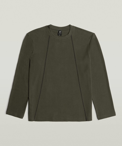 G-STAR（ジースター）の「Tweeter A-Line T-Shirt/フロントシームデザインワッフルロングスリーブTシャツ/サーマルTシャツ（Tシャツ/カットソー・メンズ・グレー系その他/ホワイト系その他・LARGE/MEDIUM/SMALL/X-SMALL/X-LARGE）」の4枚目の写真