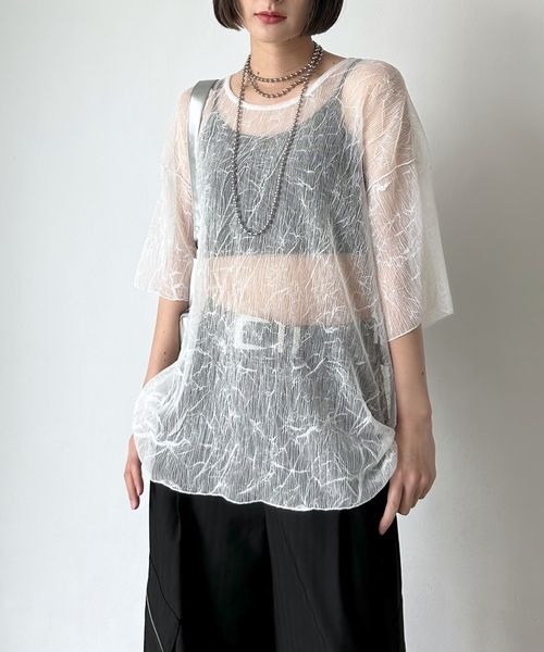 セール】カットプリーツシアーT（Tシャツ/カットソー