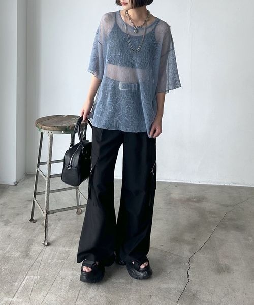 セール】カットプリーツシアーT（Tシャツ/カットソー