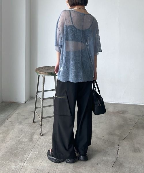 セール】カットプリーツシアーT（Tシャツ/カットソー