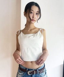 [FLW MADE]レースアップ・クロップドリボンキャミ