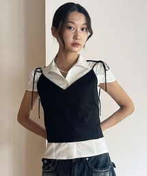 FOLLOWIN | [FLW MADE]レースアップ・クロップドリボンキャミ(キャミソール)