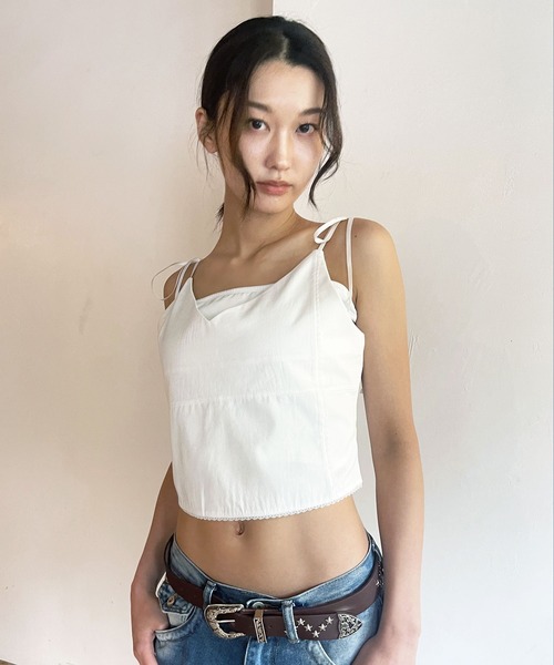 FOLLOWIN（フォロウィン）の「[FLW MADE]レースアップ・クロップドリボンキャミ（キャミソール・レディース・ブラック/ホワイト・FREE）」の20枚目の写真