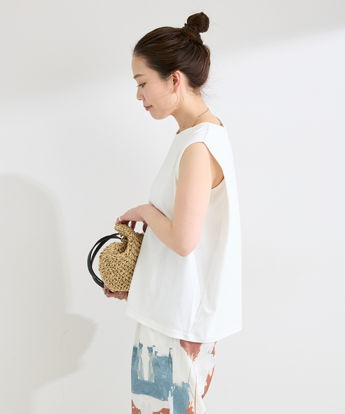 B.C STOCK(ベーセーストック)の「《追加2》ウォッシャブル / ノースリボックスTEE(Tシャツ/カットソー・レディース・ブラック/ホワイト/ウッド/ブルー・FREE)」の9枚目の写真
