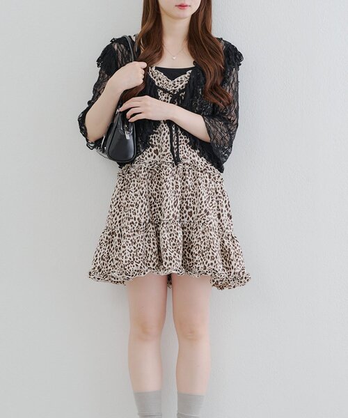 continuer de NICE CLAUP（コンティニューデナイスクラップ）の「ラッフルフリルレースボレロ（カーディガン/ボレロ・レディース・ブラック/アイボリー/オフホワイト・FREE）」の14枚目の写真