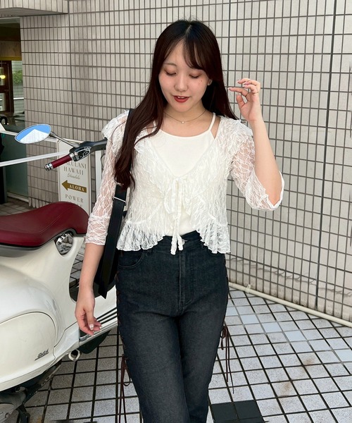 continuer de NICE CLAUP(コンティニューデナイスクラップ)の「【continuer】ラッフルフリルレースボレロ(カーディガン/ボレロ・レディース・ブラック/アイボリー/オフホワイト・FREE)」の16枚目の写真