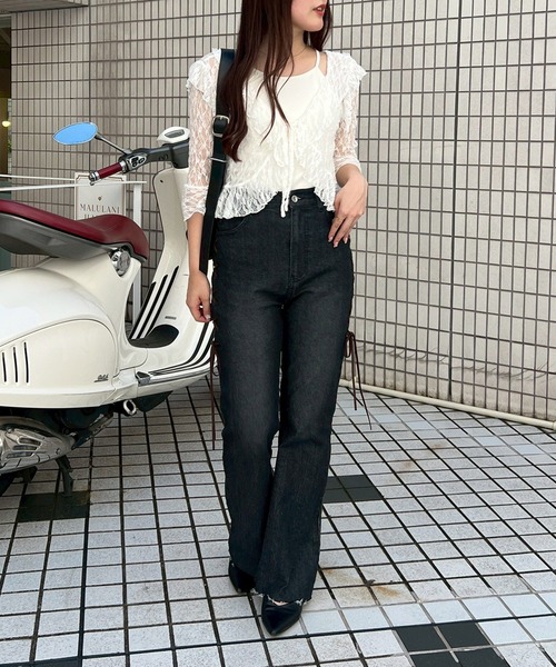 continuer de NICE CLAUP(コンティニューデナイスクラップ)の「【continuer】ラッフルフリルレースボレロ(カーディガン/ボレロ・レディース・ブラック/アイボリー/オフホワイト・FREE)」の18枚目の写真