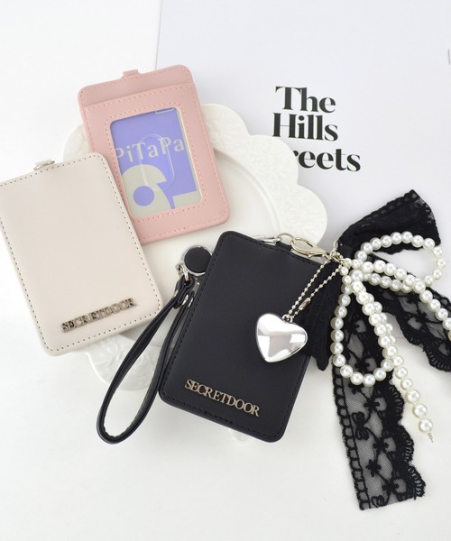 ハートパール形状変更について/レースアップケース セール】定期入れ ICカード パスケース チャーム付き レース
