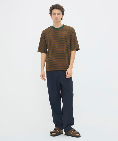 CABaN コットン ハイゲージストライプ クルーネックプルオーバー