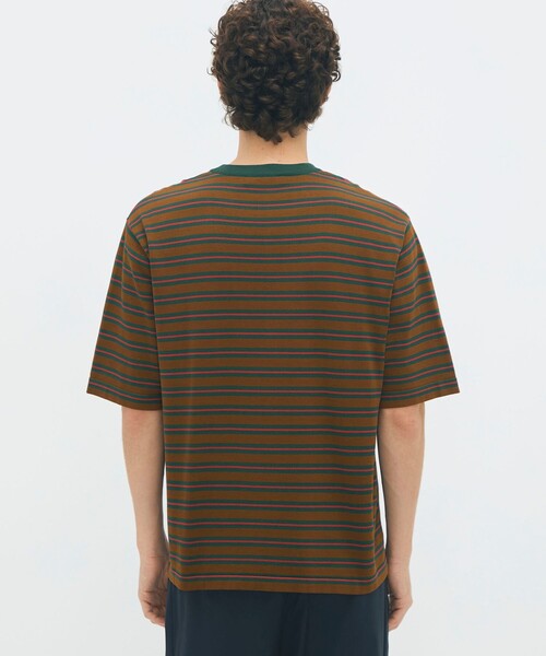 CABaN コットン ハイゲージストライプ クルーネックプルオーバー