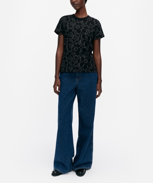 marimekko(マリメッコ)の「Heleys Piirto Unikko / t-shirt(Tシャツ/カットソー・レディース・ブラック・SMALL/MEDIUM/X-SMALL/LARGE/X-LARGE)」の1枚目の写真