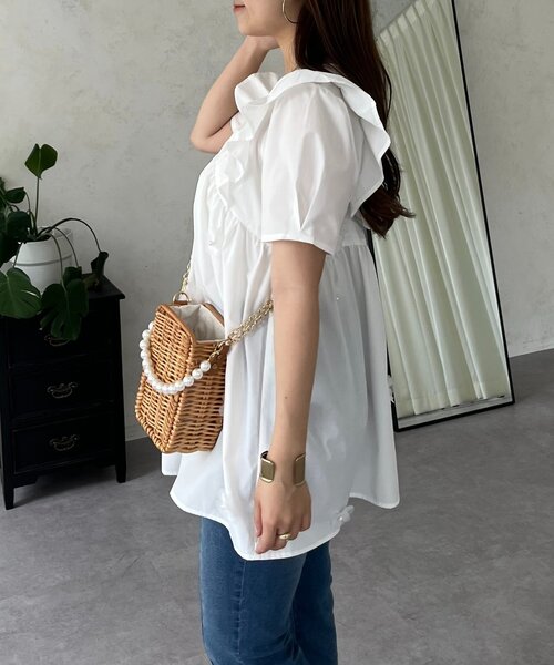 prose verse(プロズヴェール)の「フラワーモチーフフリルVネックブラウス(シャツ/ブラウス・レディース・ブラック/オフホワイト・LARGE/MEDIUM)」の14枚目の写真