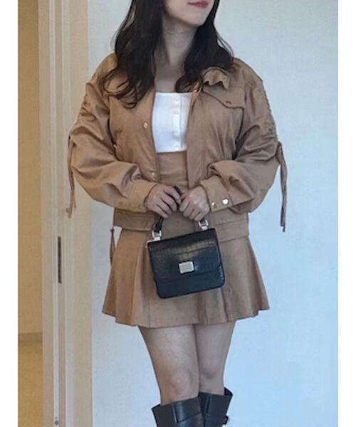 MERCURYDUO（マーキュリーデュオ）の「フェイクスエードドロストスリーブブルゾン（ブルゾン・レディース・キャメル/ダークブラウン・FREE）」の2枚目の写真