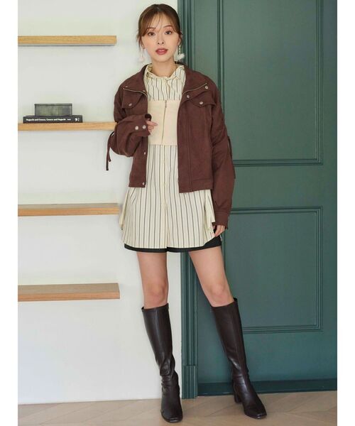 MERCURYDUO（マーキュリーデュオ）の「フェイクスエードドロストスリーブブルゾン（ブルゾン・レディース・キャメル/ダークブラウン・FREE）」の17枚目の写真