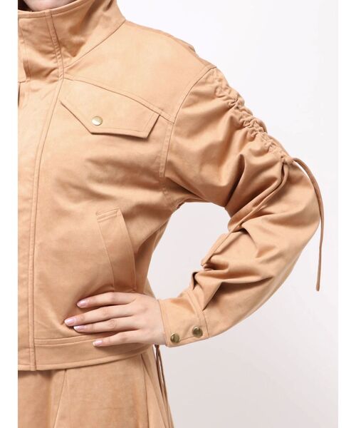 MERCURYDUO（マーキュリーデュオ）の「フェイクスエードドロストスリーブブルゾン（ブルゾン・レディース・キャメル/ダークブラウン・FREE）」の3枚目の写真