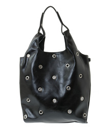 2WAY EYELET FAKE-LEATHER SHOPPING TOTE BAG