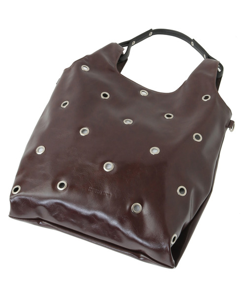 CONVERSE TOKYO(コンバーストウキョウ)の「2WAY EYELET FAKE-LEATHER SHOPPING TOTE BAG(トートバッグ・レディース・ブラウン/ブラック/シルバー・FREE)」の14枚目の写真