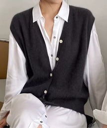 CHUL（チュル）の「Vネックリブニットベストトップス（その他トップス）」