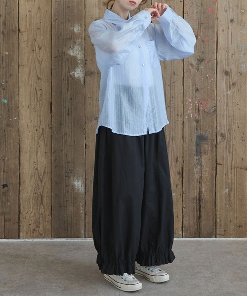 Crisp(クリスプ)の「フリルヘムギャザーパンツ(その他パンツ・レディース・ブラック/ベージュ・FREE)」の9枚目の写真