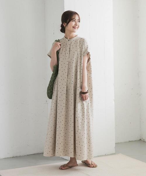 セール】リネンレーヨンドットフレアワンピース（ワンピース）｜URBAN