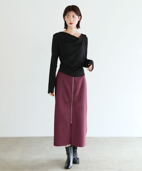 shetila（シェティラ）の「【1枚で2着分】リバーシブルフロントジップ ストレッチスカート（スカート・レディース・ブラック/ブラウン/ネイビー・FREE）」の14枚目の写真