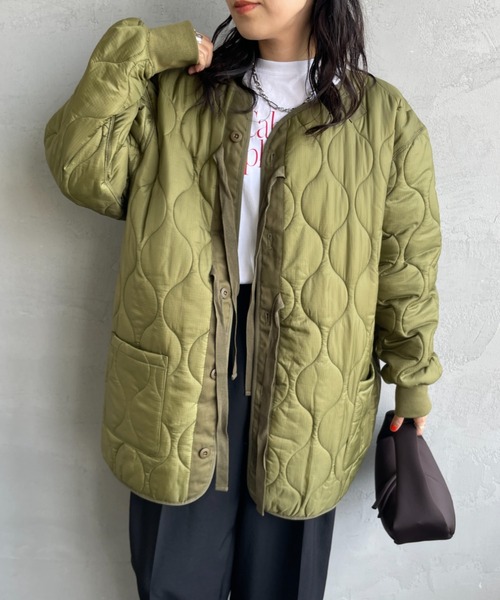 MILITARY（ミリタリー）の「[MILITARY/ミリタリー] 別注 M-65 キルティングライナージャケット（ミリタリージャケット・レディース・カーキ/ブラック/アイボリー・L/M/S）」の18枚目の写真