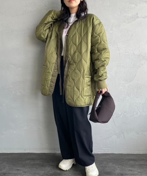 MILITARY（ミリタリー）の「[MILITARY/ミリタリー] 別注 M-65 キルティングライナージャケット（ミリタリージャケット・レディース・カーキ/ブラック/アイボリー・L/M/S）」の22枚目の写真