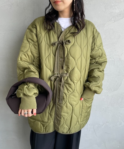 MILITARY（ミリタリー）の「[MILITARY/ミリタリー] 別注 M-65 キルティングライナージャケット（ミリタリージャケット・レディース・カーキ/ブラック/アイボリー・L/M/S）」の19枚目の写真