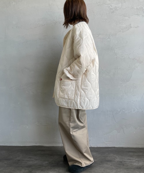 MILITARY（ミリタリー）の「[MILITARY/ミリタリー] 別注 M-65 キルティングライナージャケット（ミリタリージャケット・レディース・カーキ/ブラック/アイボリー・L/M/S）」の4枚目の写真