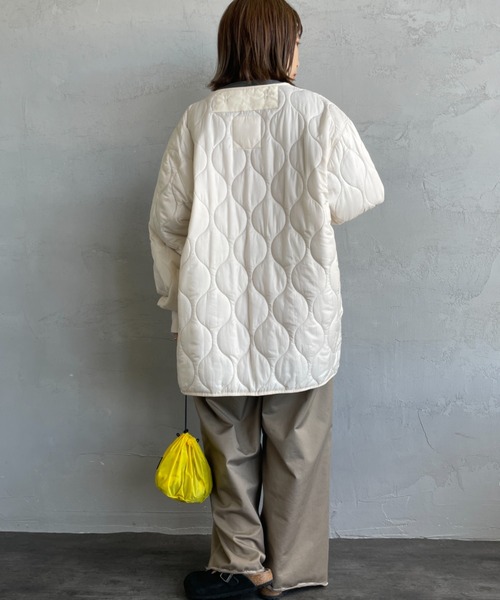 MILITARY（ミリタリー）の「[MILITARY/ミリタリー] 別注 M-65 キルティングライナージャケット（ミリタリージャケット・レディース・カーキ/ブラック/アイボリー・L/M/S）」の5枚目の写真