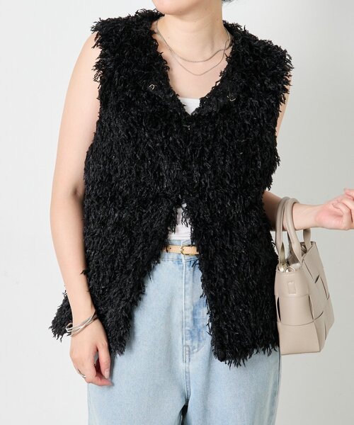 Jena espace merveilleux（ジェナ　エスパスメルヴェイユ）の「フェザージレ（ベスト・レディース・ブラック/アイボリー・FREE）」の2枚目の写真